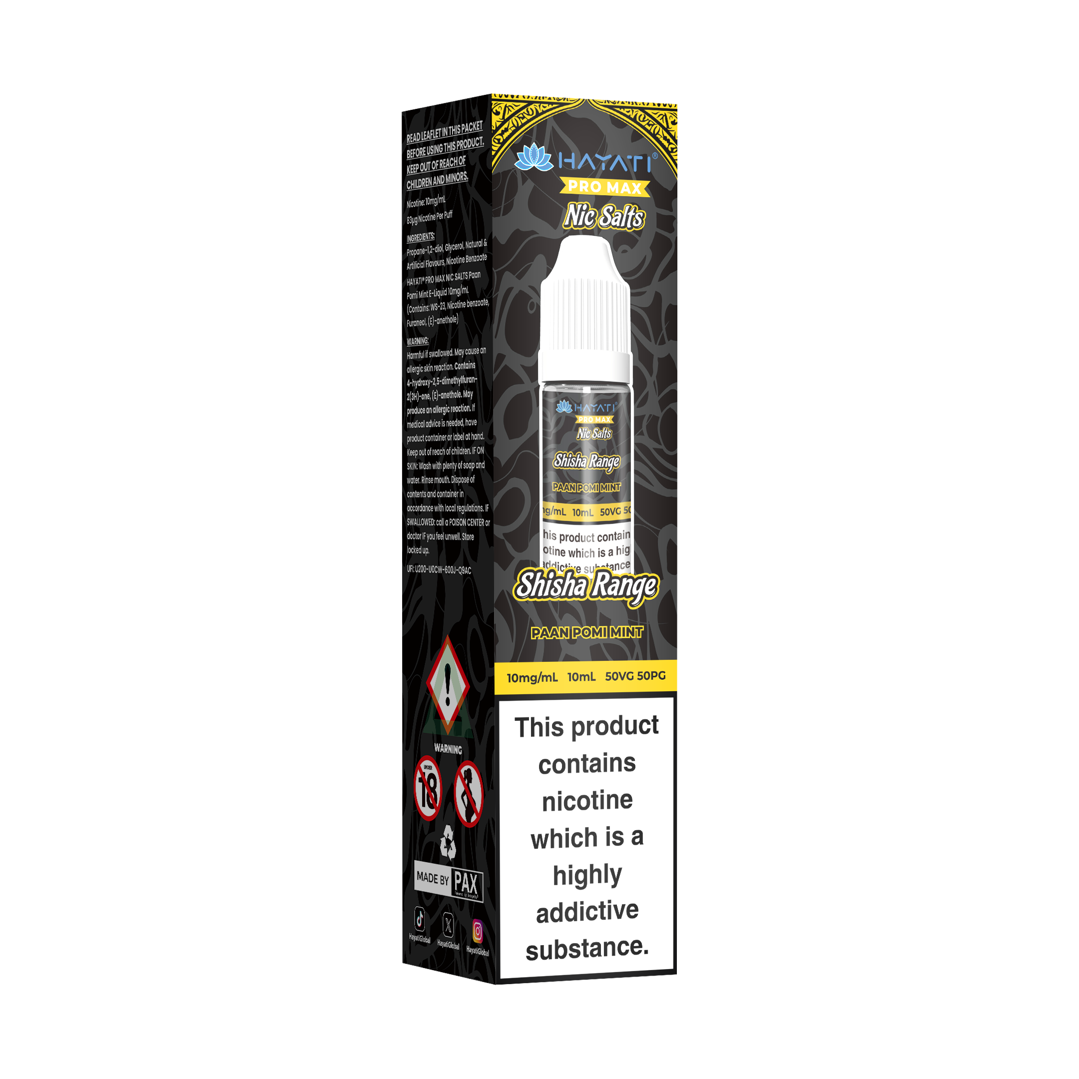 Hayati Pro Max Nic-Salts Shisha Range 10MG